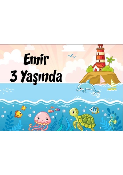 Deniz Ve Deniz Altı Temalı Doğum Günü Afişi 35x50 Cm