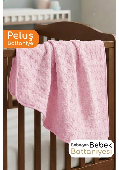 Pembe Yıldız Kabartmalı Kalın Peluş Battaniye 100 120 Cm Çok Renkli