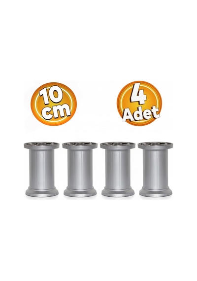 Mobilya Kanepe Baza Koltuk Ayağı Gri Plastik 10 Cm 4 Adet Gri Diğer