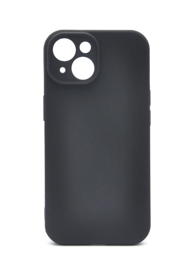 Apple Uyumlu iPhone 15 Düz Renk Esnek Yumuşak Silikon Kılıf Rubber Siyah