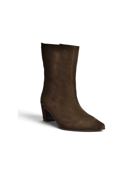Fox Shoes Z654580061 Kahverengi Hakiki Deri Süet Kalın Topuklu Kadın Bot