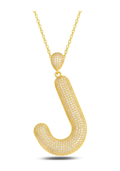 Brezza Lusso Jewelry 18k Serie Oro J Harfi Kadın Gümüş Kolye 50 CM 50 CM