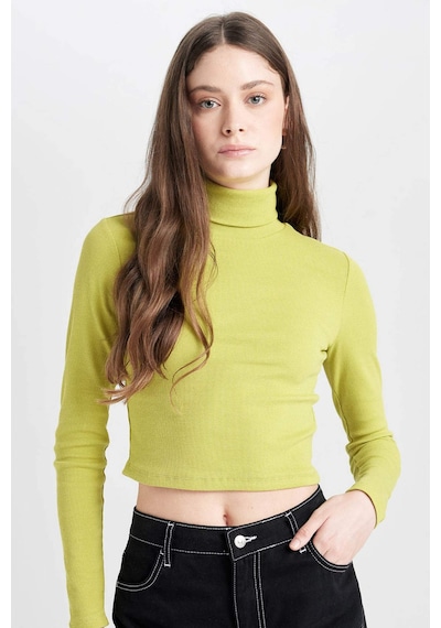 Defacto Coool Fitted Balıkçı Yaka Fitilli Kaşkorse Basic Düz Uzun Kollu Tişört B6783AX24AUGN263 Yeşil Defacto Coool Fitted Balıkçı Yaka Fitilli Kaşkorse Basic Düz Uzun Kollu Tişört B6783AX24AUGN263 Yeşil