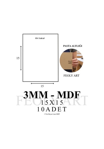 Ayrex 3 Mm 15x15 Mdf Plaka 10 Adet - Hobi, Maket, Ahşap El Sanatları İçin Uygun 10 Lu Paket