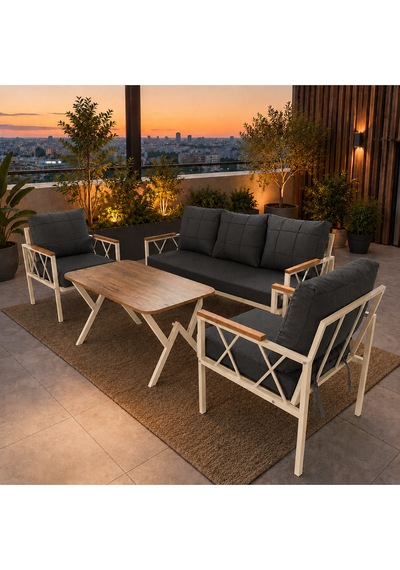 Miray Krem Metal 311 Masalı Antrasit Balkon Bahçe Oturma Grubu Minderli Metal Bahçe Mobilyası Takımı Miray Krem Metal 311 Masalı Antrasit Balkon Bahçe Oturma Grubu Minderli Metal Bahçe Mobilyası Takımı