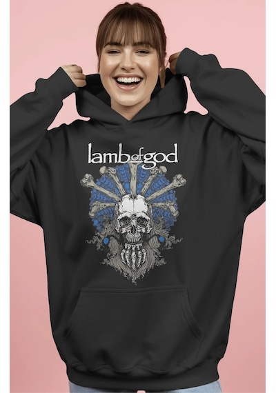 Sevbano Lamb Of God Rock Metal Müzik Grubu Sırt Baskılı Unisex Oversize P Siyah