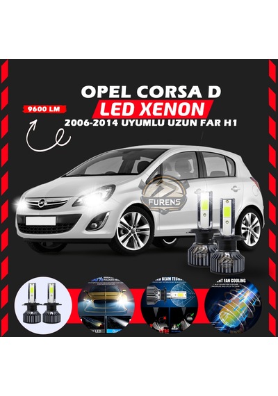 Opel Corsa D 2006-2014 Uzun Far Uyumlu Şimşek Etkilii Led Xenon Pro Series H1