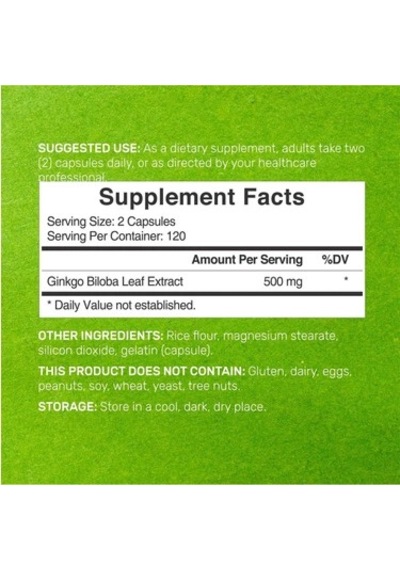 Deal Supplement Ginkgo Biloba Leaf Extract 500mg Per Serving, 240