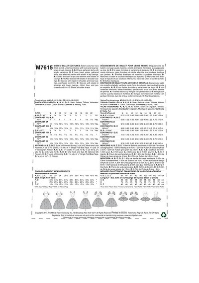 Mccall&apos S Patterns Mc7615e5 Mccall Desen 7615 E5, Kadınlar İçin Bale Kostümü, Ölçüler 42 50, Peçete, Çok Renkli, 17 X 0,5 X 0,07 Cm Açık Mavi Mccall&apos S Patterns Mc7615e5 Mccall Desen 7615 E5, Kadınlar İçin Bale Kostümü, Ölçüler 42 50, Peçete, Çok Renkli, 17 X 0,5 X 0,07 Cm Açık Mavi