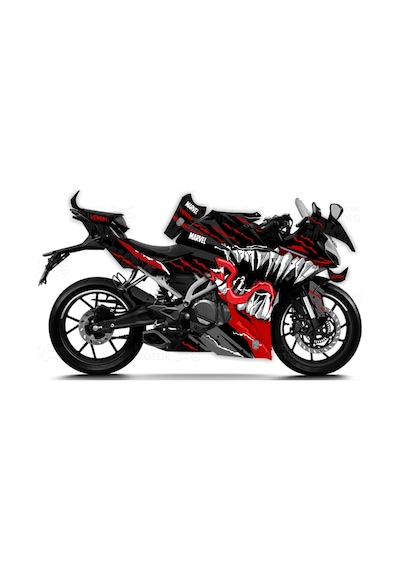 Cf Moto 250 Sr Venom Design Siyah Kırmızı Beyaz Sticker Set - Motor Kaplama