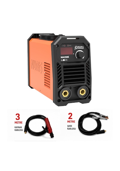 Nuriş Ma200e İnverter Kaynak Makinesi + Kaynak Maskesi + 100lü Elektrod