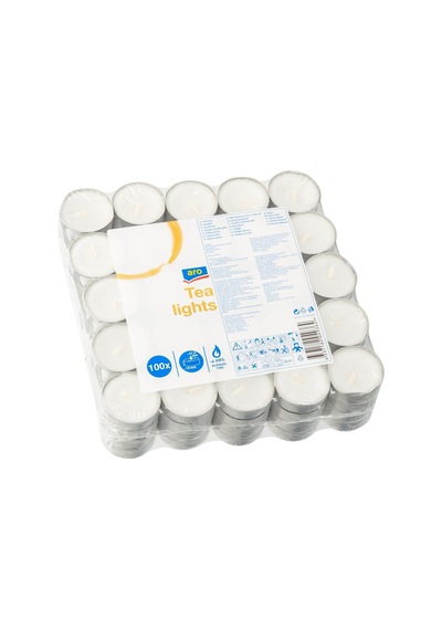 Aro Tealight Mum 4 Saat Yanma Süreli 100 Adet 4'li Avantaj Paketi - 4 Adet Tarı Beyaz