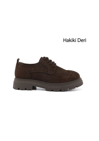Gönderir Kadın Kahve Süet Bağcıklı Hakiki Deri Ayakkabı Ddza87142981