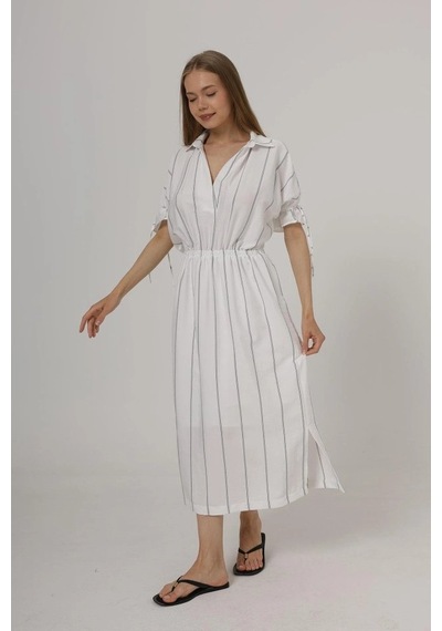 Valensdesign Beli Lastikli Elbise - Beyaz