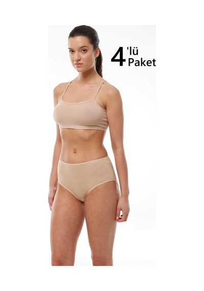 Malabadi 1030 4'lü Paket Kadın Modal Yüksek Bel Battal Slip & Külot Ten