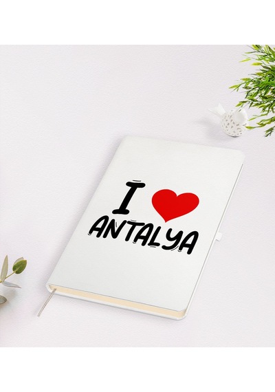 BK Gift I Love Antalya Tasarımlı Beyaz Defter - Model 1