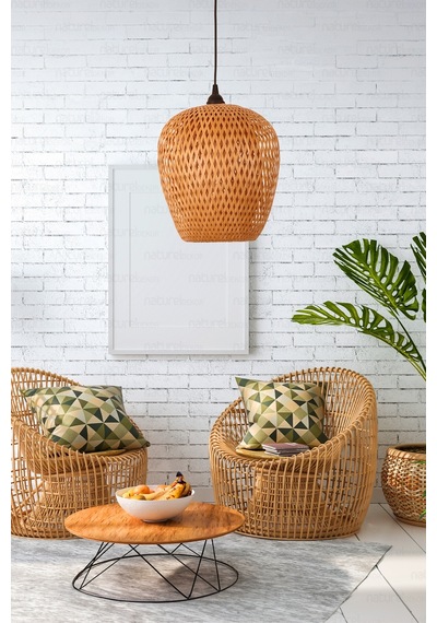 Bohem Bambu Boja Pendant Sarkıt Avize Lamba 25 Cm - Iskandinav, Modern, Bohem, Rattan Aydınlatma Bambu