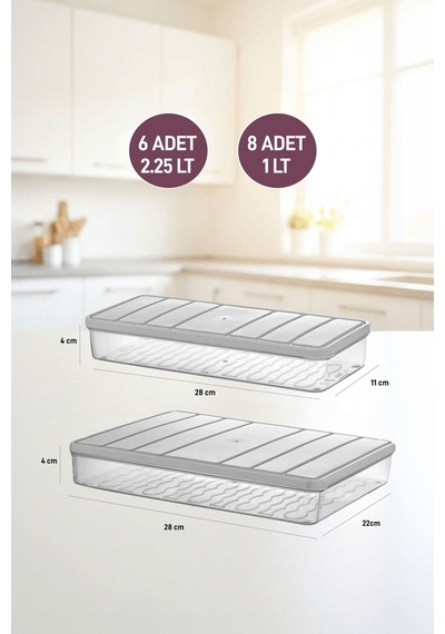 Nora Kışlık Buzluk Hazırlık Seti 14 Parça 6 Adet 2.25 Lt.+ 8 Adet 1 Lt. Koyu Gri