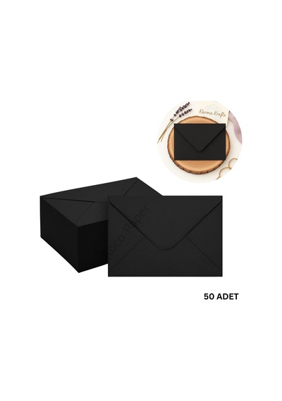 Siyah Davetiye Zarfı, Dayanıklı Mat Tebrik Kart Ve Mektup Zarfı Seti, 50 Adet, 13x18 Cm - 140 Gr