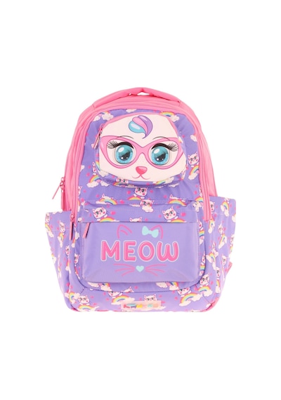 Kaukko Toys Kız Çocuk 3d Kedi Şekilli İlkokul Ve Günlük Sırt Çantası - Mor Pembe - L5236 Mor - Pembe