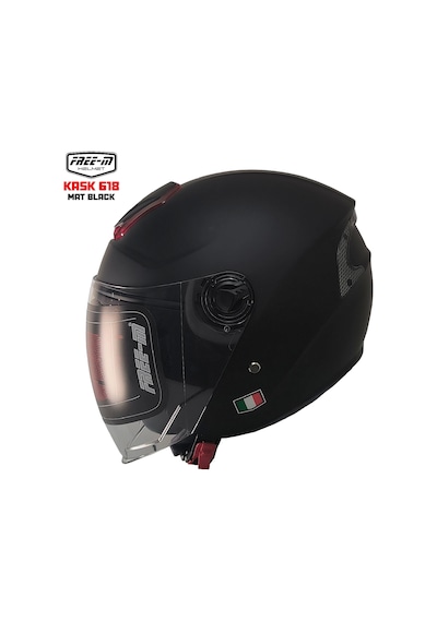 Free-m 618 Güneş Vizörlü Yarım Açık Kask Mat Siyah