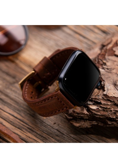 vagave Apple Uyumlu  Watch 42 44 45 49 MM Ultra Deri Kordon- Kahve