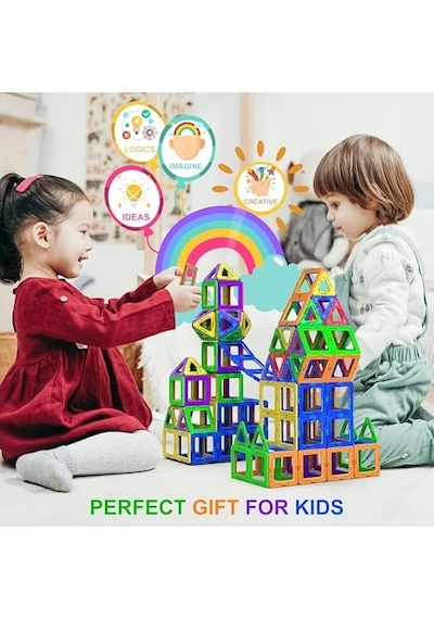 Desire Deluxe Manyetik Blok Seti Stem & Montessori Eğitim Seti Okul Öncesi Ve İlkokul Çocukları İçin Sınırsız Yaratıcılık Bpa İçermez 3+ Yaş 94 Parça
