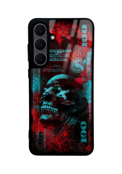 Samsung Uyumlu  S25 Fe Red Neon Skull Chaos Tasarımlı Glossy Telefon Kılıfı Kırmızı