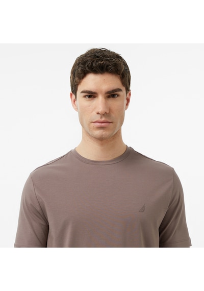 Nautica Erkek Kahverengi Regular Fit T-shirt Düz V65361t Kahverengi