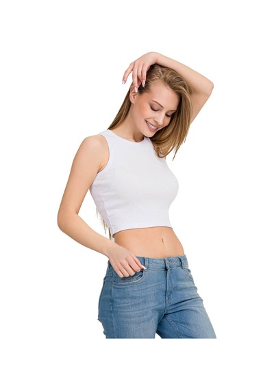 İlke İç Giyim Kadın Halter Yaka Elastan Kaşkorse Crop Beyaz Xs