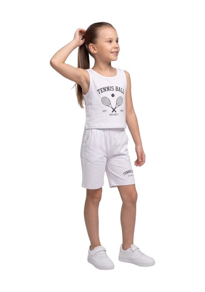 New Kids Kız Takım Çocuk Sıfır Kol Tennis Baskılı Kız Takım -91207 Beyaz