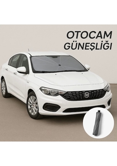 Egea Uyumlu Oto Ön Cam Şemsiye Güneşlik Katlanabilir Uv Ve Isı Koruyucu Güneş Perdesi
