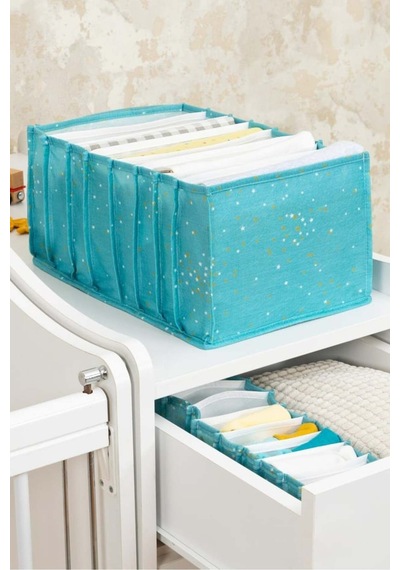 Baby Akordiyon Organizer Çekmece Düzenleyici Large, Mavi Desenli