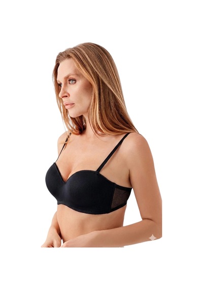 New Bra 7045-kadın Desteksiz B Cup Dantelli Sütyen Siyah
