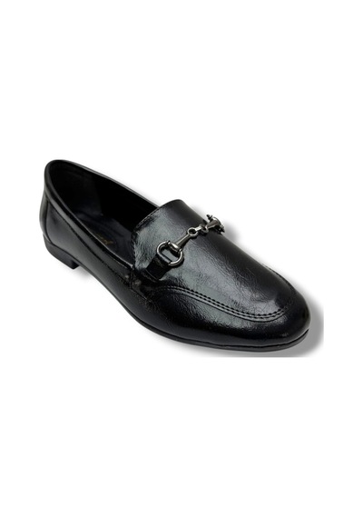 C-shoes 228-26 Yıkama Cilt Deri İnce Metal Toka Kadın Ayakkabı Siyah