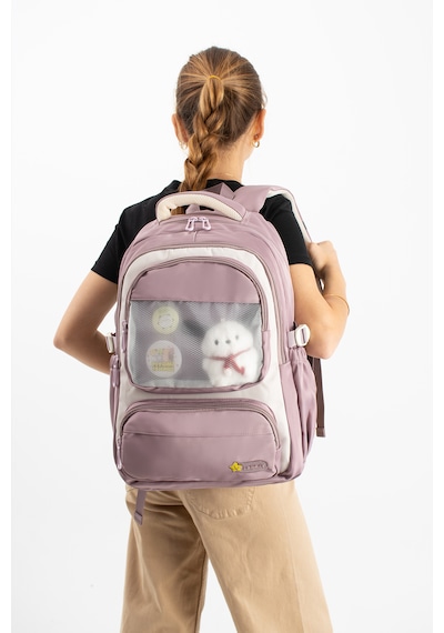 Ventis Qualty Okul Çantası Su Geçirmez Klinkır Kumaş Unisex Sırt Çantası Model 1g Pembe