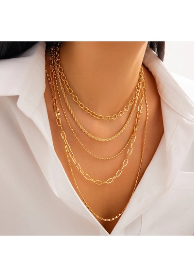 Girift Vintage Aeris 5 Adet Zincir Kolye Seti Gold