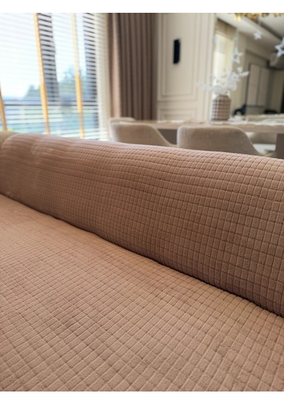 Kare Desen Süngerli Wellsoft Koltuk Örtüsü 170x215 Cm Bej