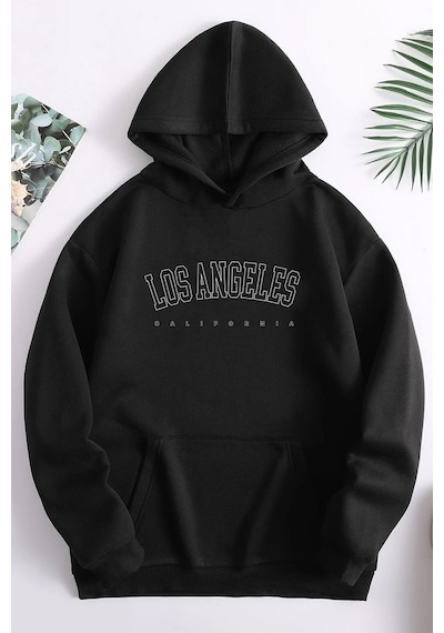 Uyguntarz Unisex Los Angles Baskılı Sweatshirt siyah