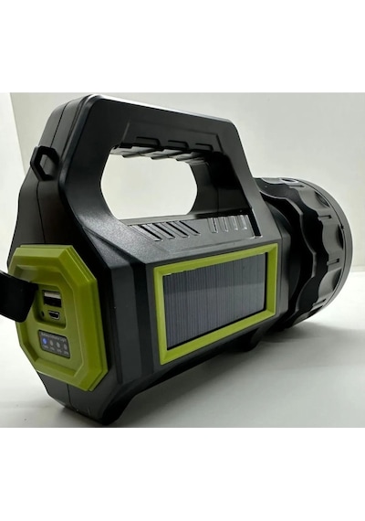 Ps-t95 10w Uzun Menzilli Solar Panelli Usb Çıkış S.o.s Lu Ultra Güçlü Ledli Şarjlı Feneri Siyah