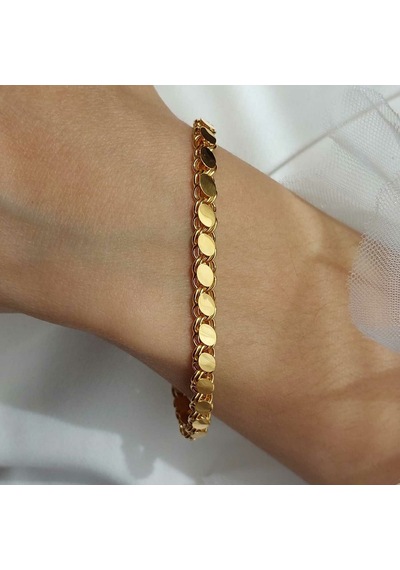 Altınbeyı 14 Ayar Altın Pullu Halep Bileklik 5mm 19cm 5.20 Gram Çok Renkli