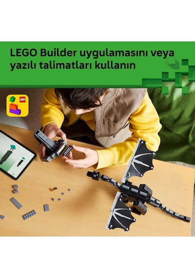 LEGO® Minecraft® Ender Ejderhası 21595 – 10 Yaş ve Üzeri Çocuklar için Oyun İçi Eşya İçeren Oyuncak Yapım Seti (710 Parça)