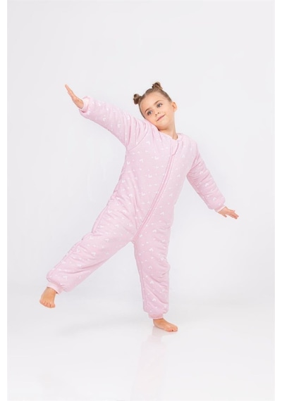 Cantoy Kız Erkek Çocuk Kalın Elyaf Dolgulu Premium Kalite 2.5 Tog Desenli Uyku Tulumu Pembe