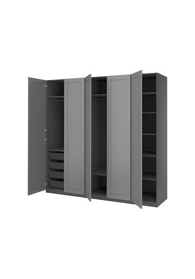 Ikea Koyu Gri Geniş Kapaklı Gardırop 250x60x236 Cm