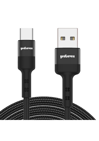 Yediseven K-105 Usb A To Type C Halat Örgü Hızlı Şarj Kablosu 1 M