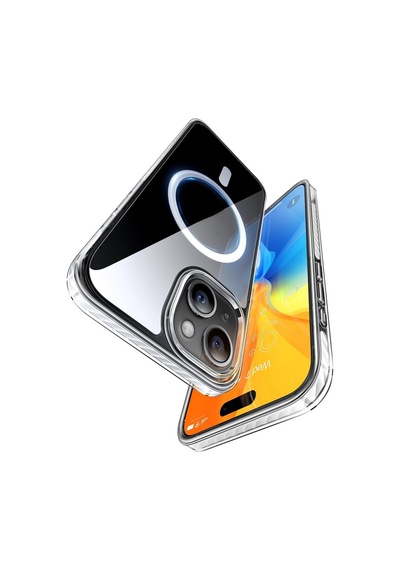 Apple iPhone Uyumlu 15 Plus Kılıf Magsafe Wireless Kablosuz Şarj Destekli Sert Şeffaf Darbe Emici Kapak Çok Renkli