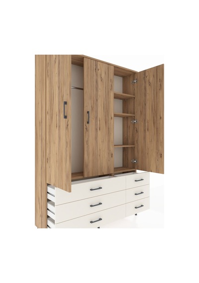 Arges Dolap 5 Raflı 6 Çekmeceli Tek Askılı 132x30x195 Çam-çam/aytaşı Atlas Çam/aytası Arges Dolap 5 Raflı 6 Çekmeceli Tek Askılı 132x30x195 Çam-çam/aytaşı Atlas Çam/aytası