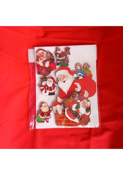 Yılbaşı Ahşap Sticker Model 1 Kırmızı