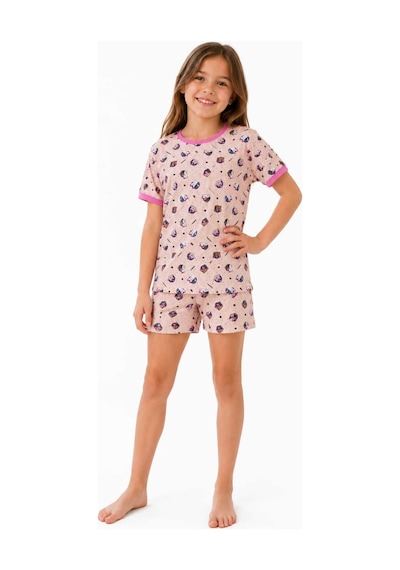 Tenra Kız Çocuk Pamuklu Şortlu Pijama Takımı 3-12 Yaş Pembe