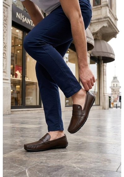 Pierre Cardin 90220 Rahat Esnek Hakiki Deri Erkek Loafer Ayakkabı Kahve